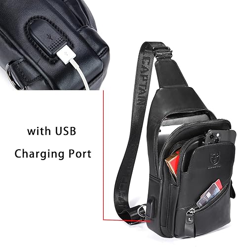 Miniatura 104 de LUKZIJAES Bolso bandolera de cuero genuino para hombre marrón (#1-Brown)