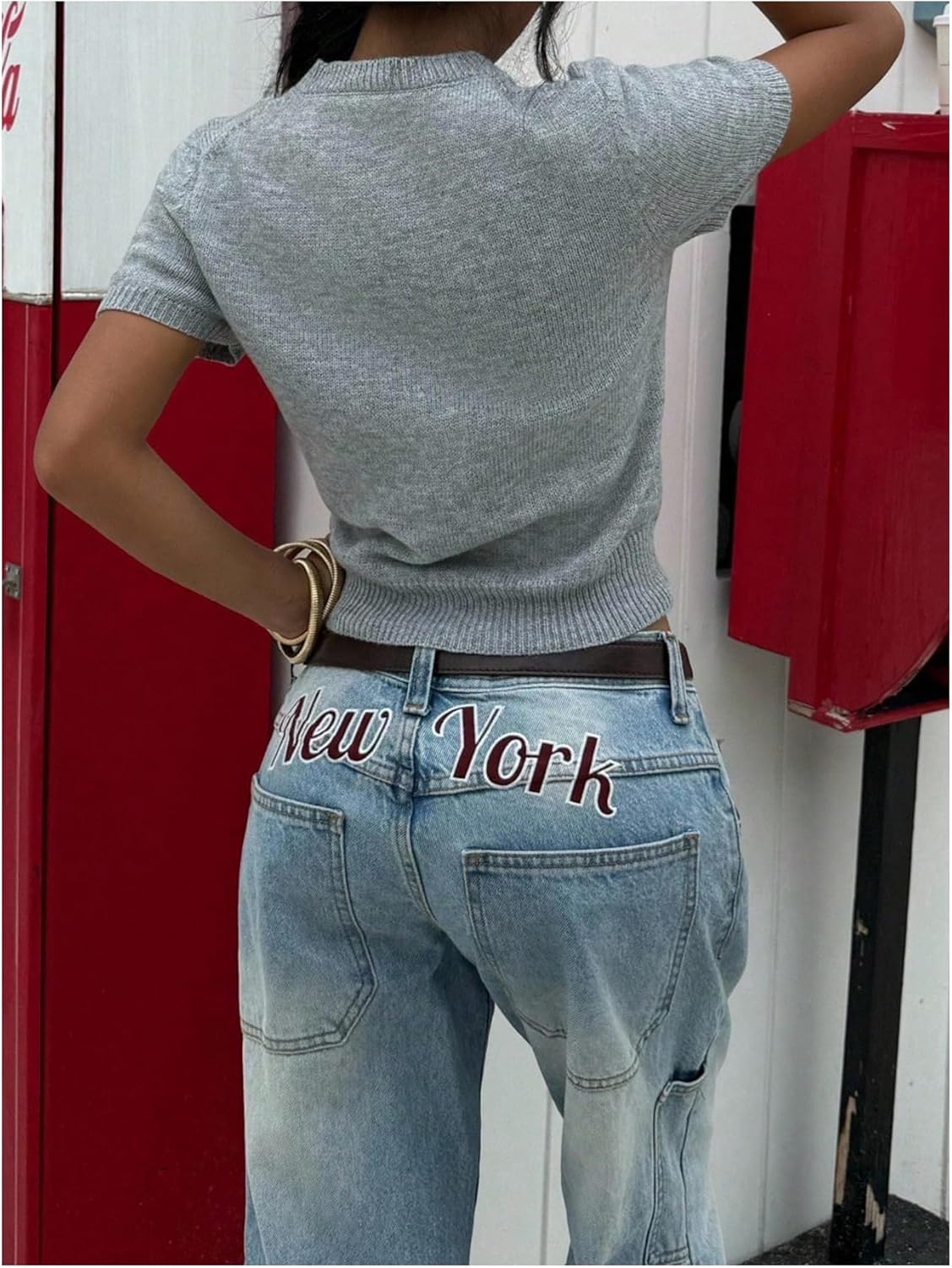 GORGLITTER Women's Short Sleeve Button Up Cardigans Casual Cropped Knitted Sweater Tops - Image 2