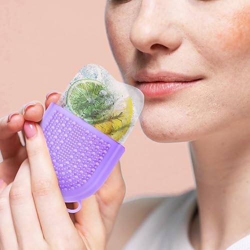 Miniatura 5 de FRCOLOR 5pcs Belleza Cara Hielo Bandeja de Hielo Facial Globo de Hielo Cara de Silicona Rodillo de Masaje Facial Molde de Silicona Masaje Masaje