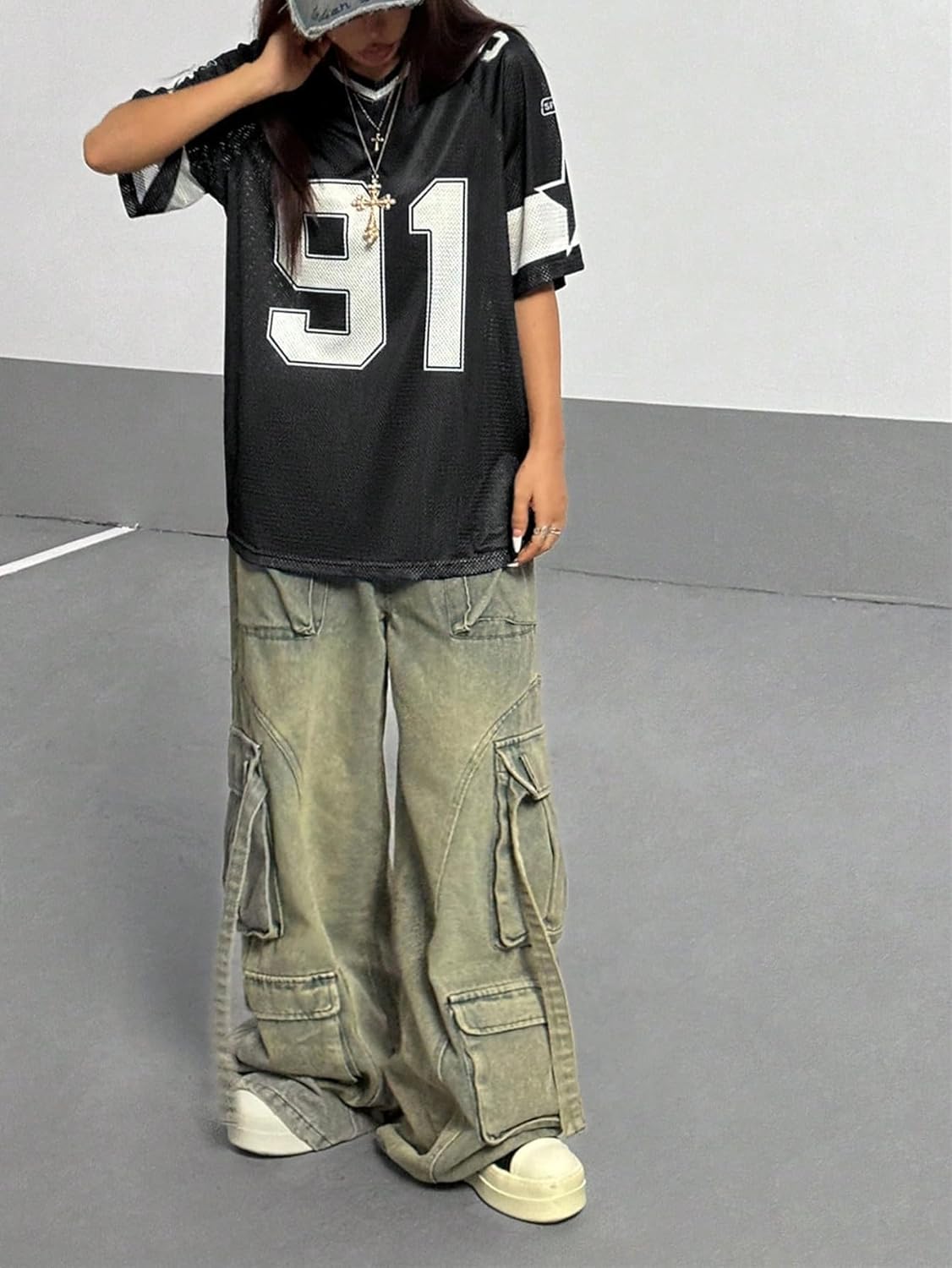 QJQ Women‘s Jersey Shirts Y2K Oversized Tee Mesh Number Graphic T Shirts Cute Football Sportwear Tops Summer 2026 - Image 5