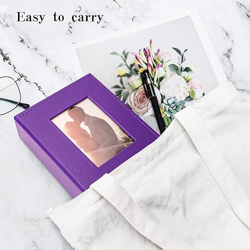 Miniatura 4 de Vienrose Álbum de fotos de 4 x 6 pulgadas, 100 fotos, cubierta de piel, libro de fotos con ventana frontal, álbumes de fotos deslizables para bebé,
