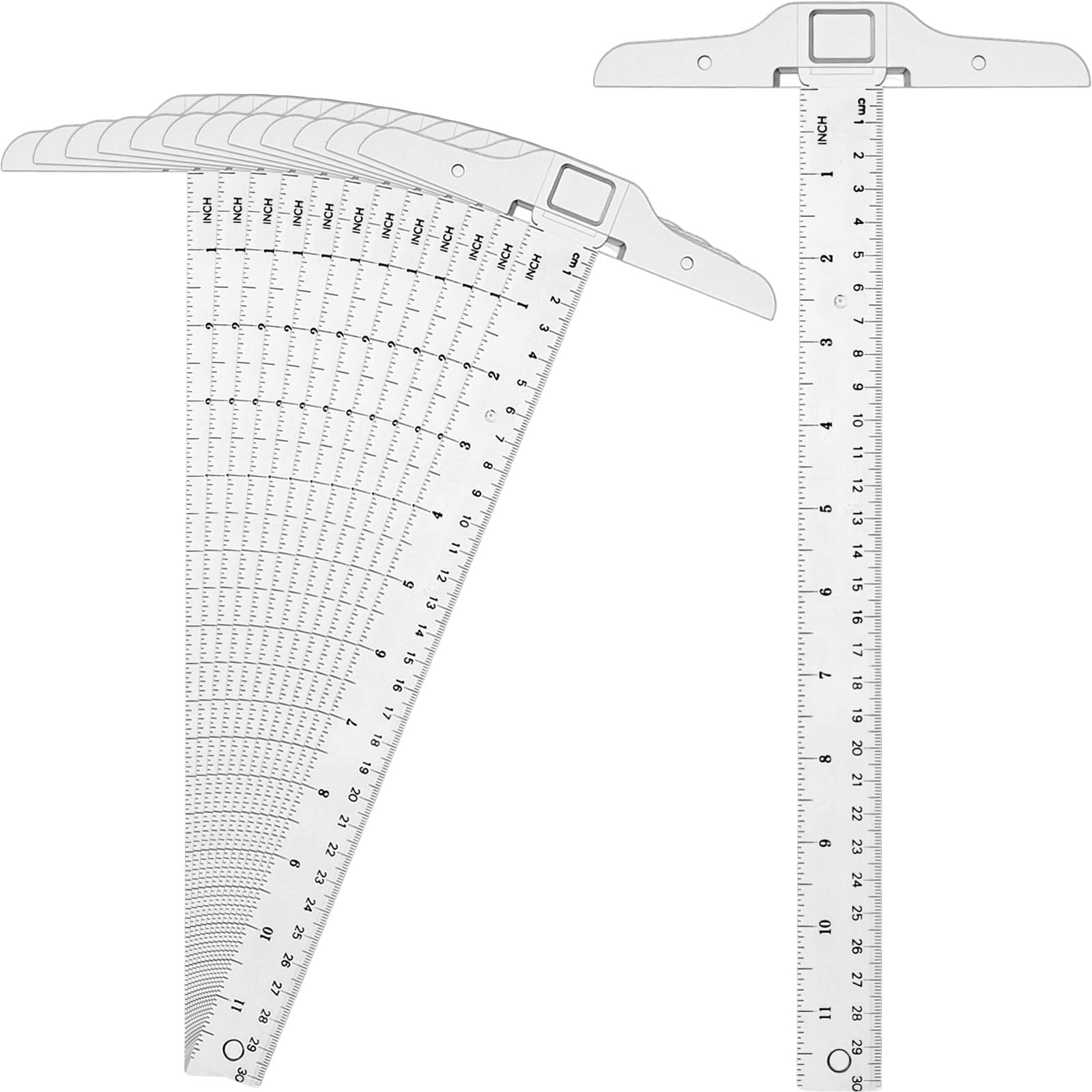 Pangda Lot de 12 règles carrées en T en plastique transparent de 30 cm pour le dessin et la mise en page générale