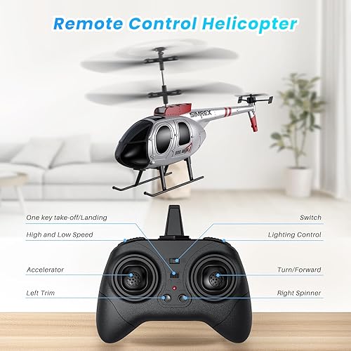 Miniatura 6 de SIMREX Helicóptero a control remoto, juguete de helicóptero para niños y principiantes, retención de altitud, 2 velocidades, 2 baterías, regalo para