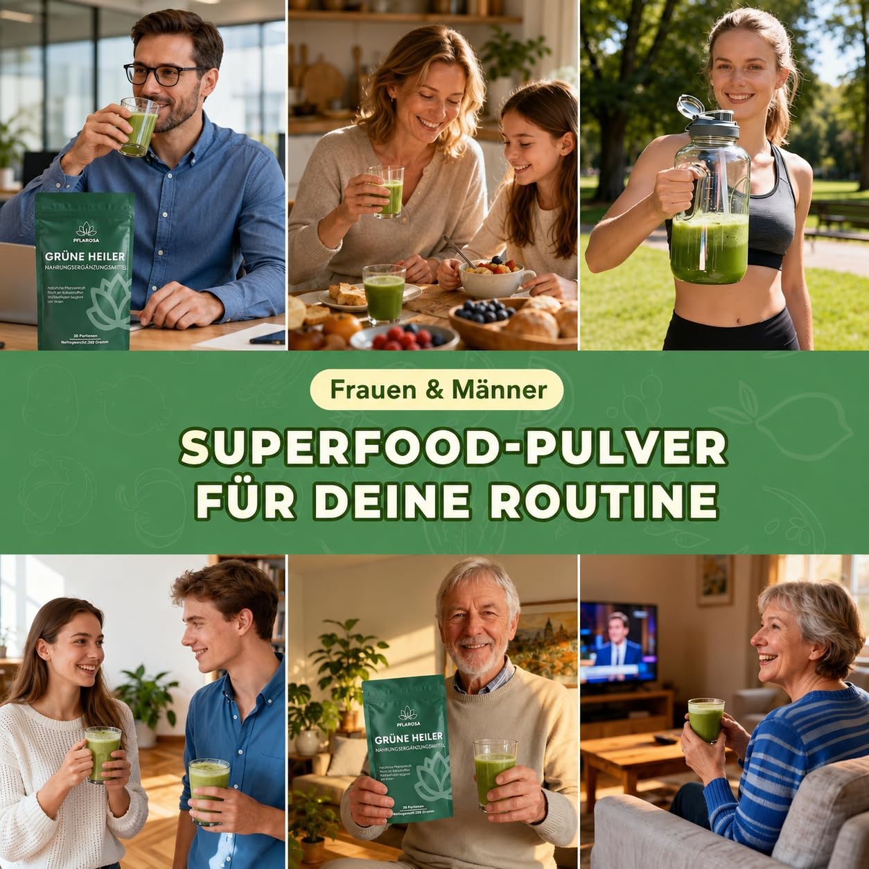 Grüne Entgiftungspulver 200g Superfood Pulver,Greens Pflanzenpulver mit Matcha, Gerstengras, Spirulina & Heidelbeeren,Reich an Ballaststoffen & Mikronährstoffen,Vegan – Täglicher Energie Helfer