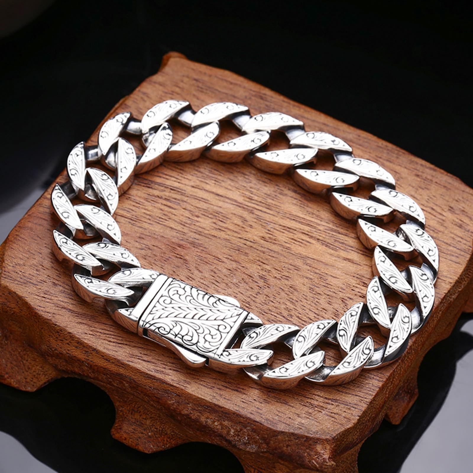 Epinki Herren S925 Silber Armreifen Weinstock Kubanerkette Armbänder