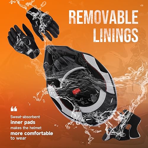 Miniatura 4 de Casco de motocross para adultos con gafas, guantes y máscara ajustable, visera solar, casco para adultos, todoterreno, motocross, descenso,