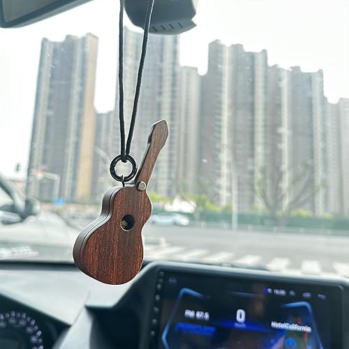 Miniatura 6 de Soporte para púas de guitarra con púas de guitarra, llavero de madera para decoración del hogar, estatuas de espejo de coche, decoración para colgar