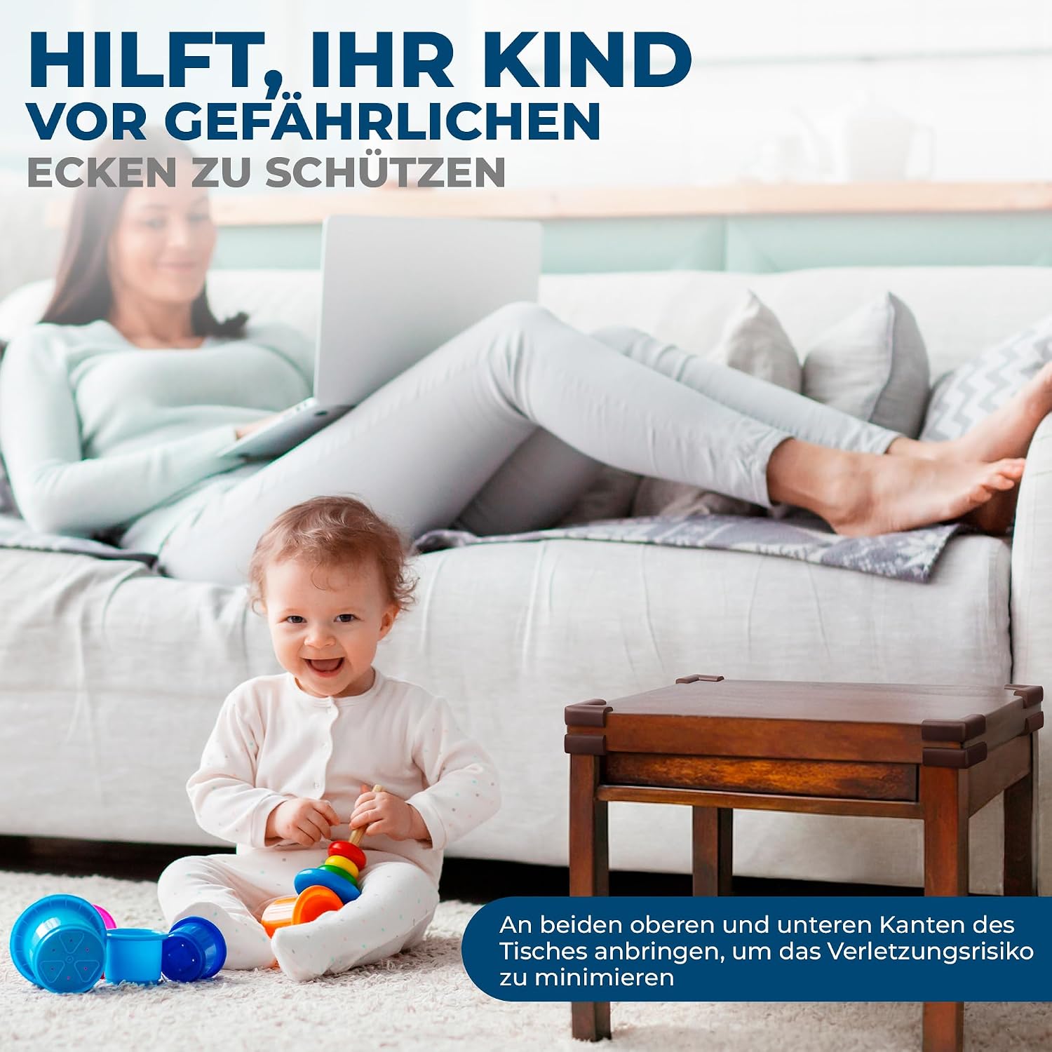 Hoffenbach Corner Protection Edge Protection Baby 12x - Child Lock for Table Self-Adhesive - Shock Protection for Baby and Child - Brown 12 Stück (1er Pack) Brown