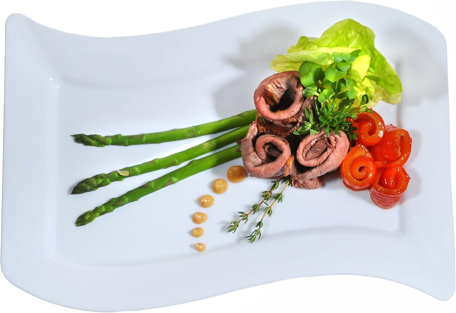 Fineline Settings Wavetrends Black Rectangular-Wave China-Like 7.5" X 12" Plate 120 Pieces