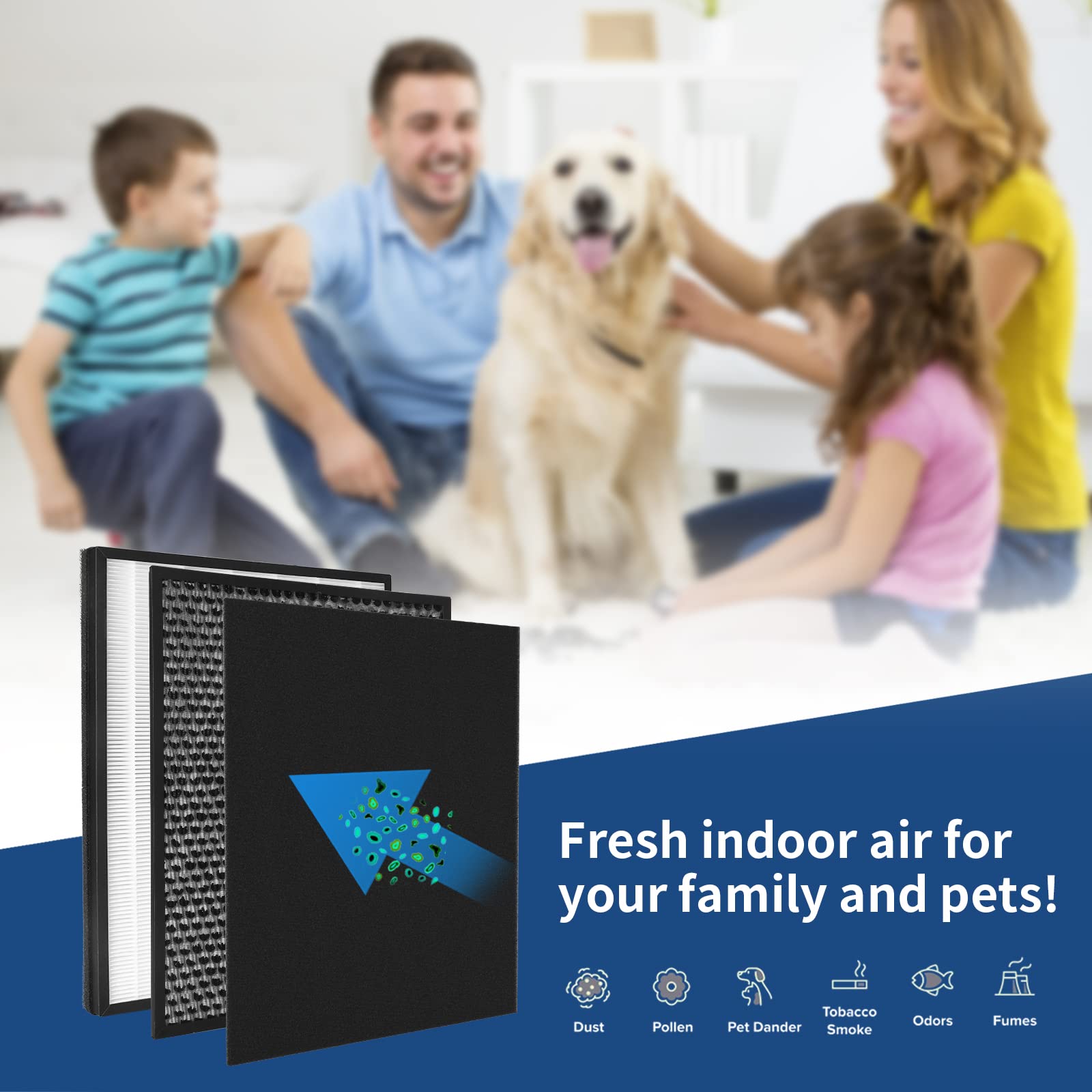 Paquete de 2 filtros de repuesto IC-4524 compatibles con el purificador de aire InvisiClean Claro IC-4524, 2 piezas True HEPA, 2 filtros de carbón activado y 2 prefiltros de nailon