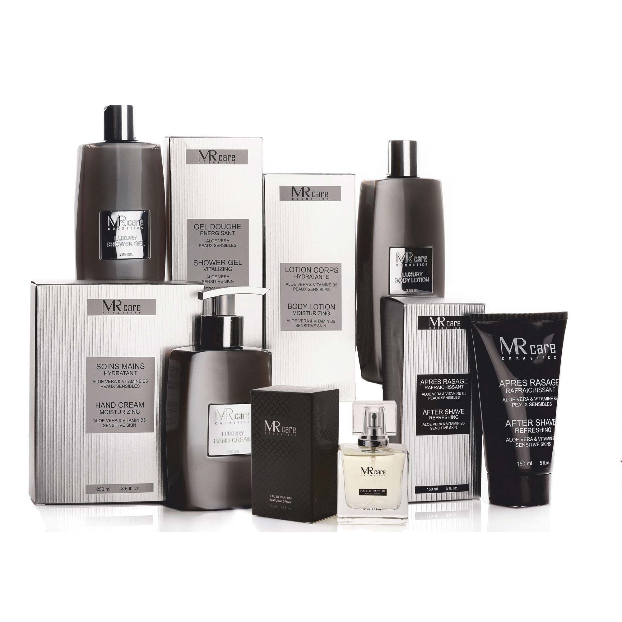 Beauty-Set Anthrazit - luxuriöses Pflegeset mit Bodylotion, Duschgel, Handcreme und Eau de Parfum, Hautpflege
