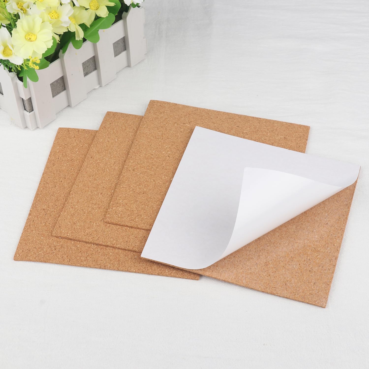 GNIEMCKIN 100 Pack Self Adhesive Cork Squares, 6 x 6 Inches Cork Backing for Coasters, Cork Squares for DIY Crafts and Coasters, Natural Soft Wood with Strong Adhesion Backing, 2 mm Thick - Image 8