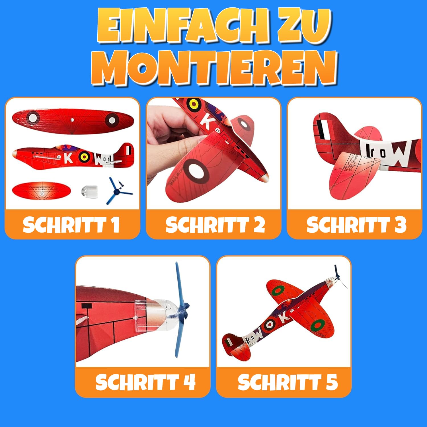 Bedwina Glider Planes – 36 sztuk, 20,3 cm samoloty bombowe z pianki dla dzieci, idealne na imprezy, urodziny, do torebek z upominkami i zabaw na świeżym powietrzu