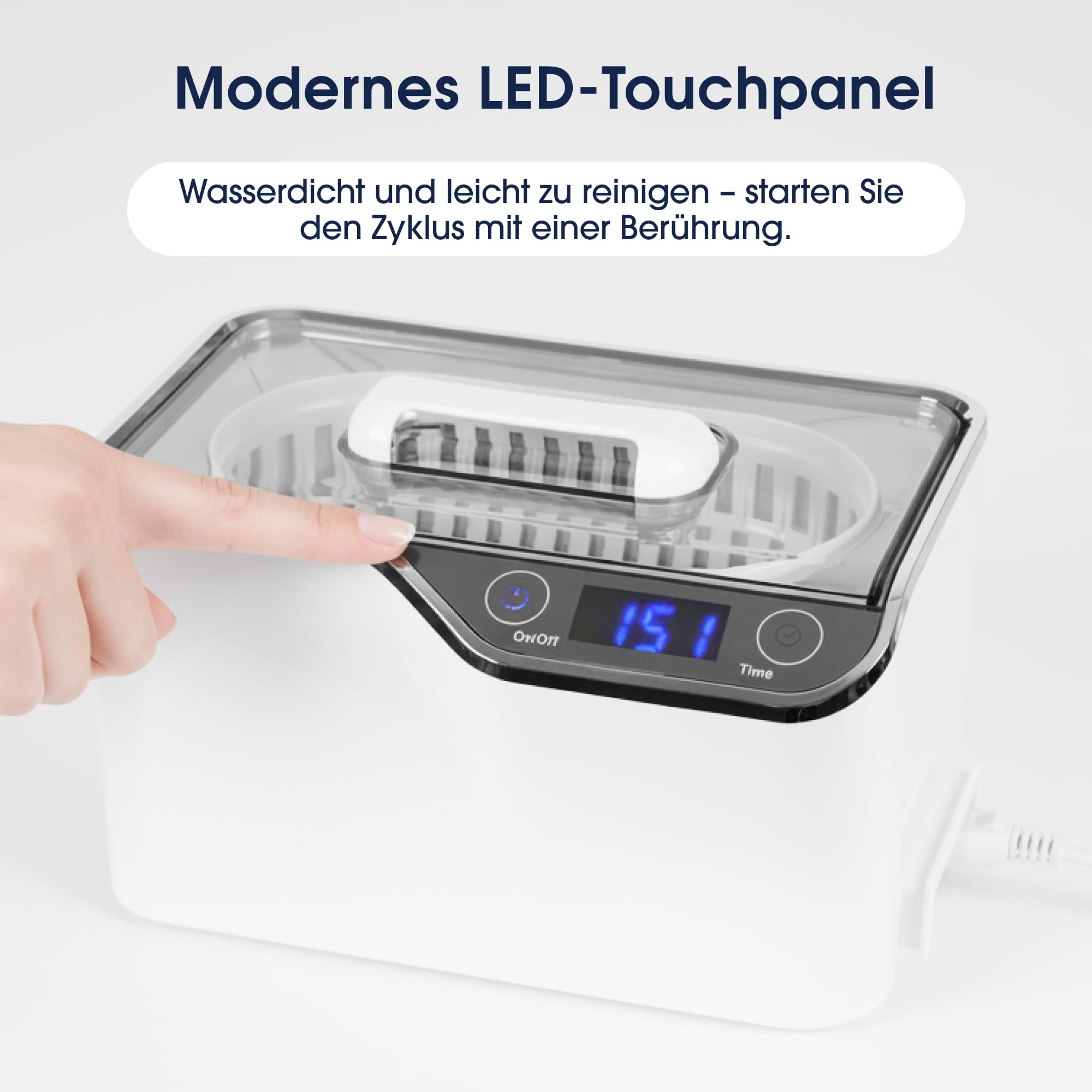 ZENT Ultraschallreinigungsgerät für Brillen, Zahnschiene, Prothesen, Schmuck | Ultraschallreiniger 600 ml, 5 Zeitprogramme, aktives Kühlsystem, LED-Touchpanel, Energiesparend