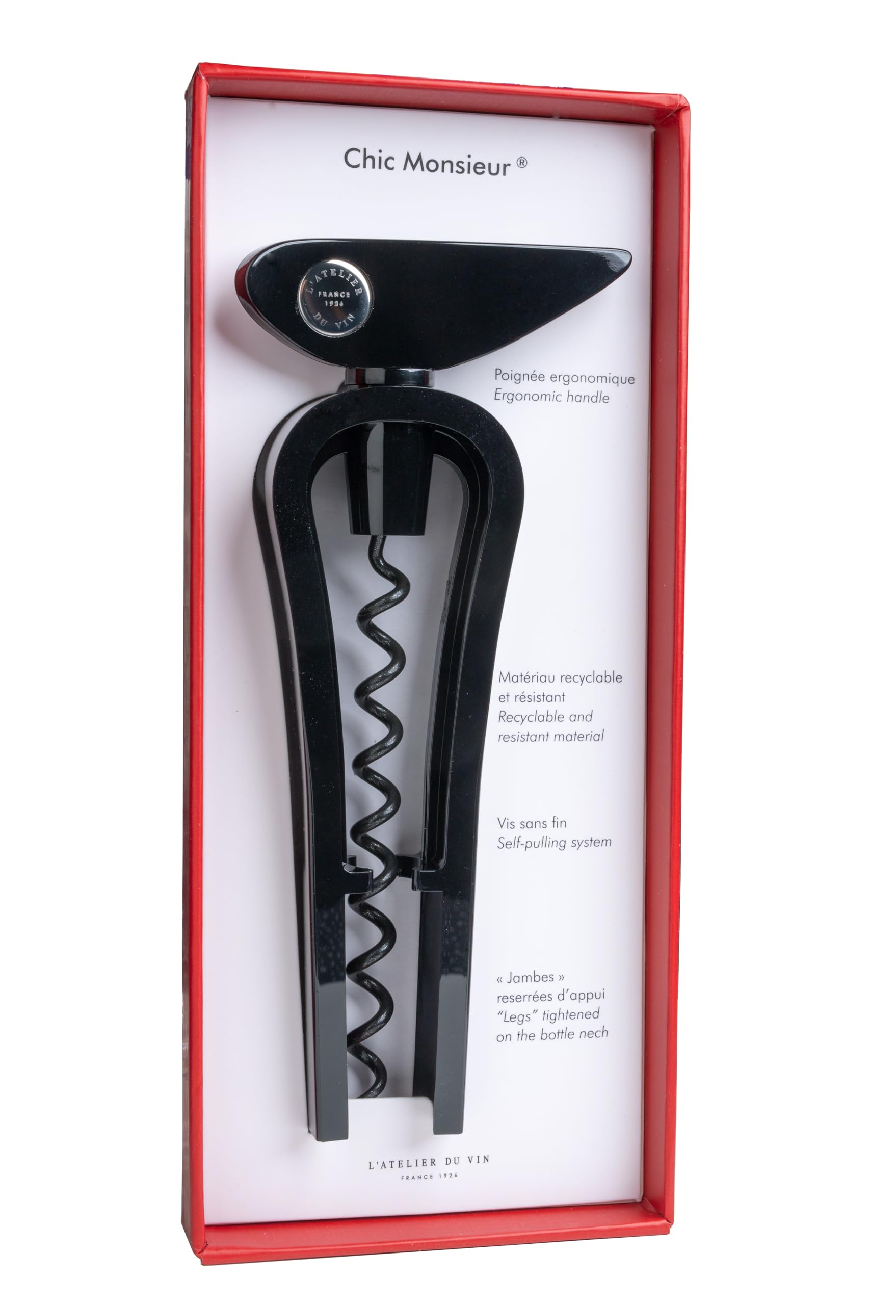 L'ATELIER DU VIN - Chic Monsieur Night - Black Endless Screw Corkscrew - Image 3