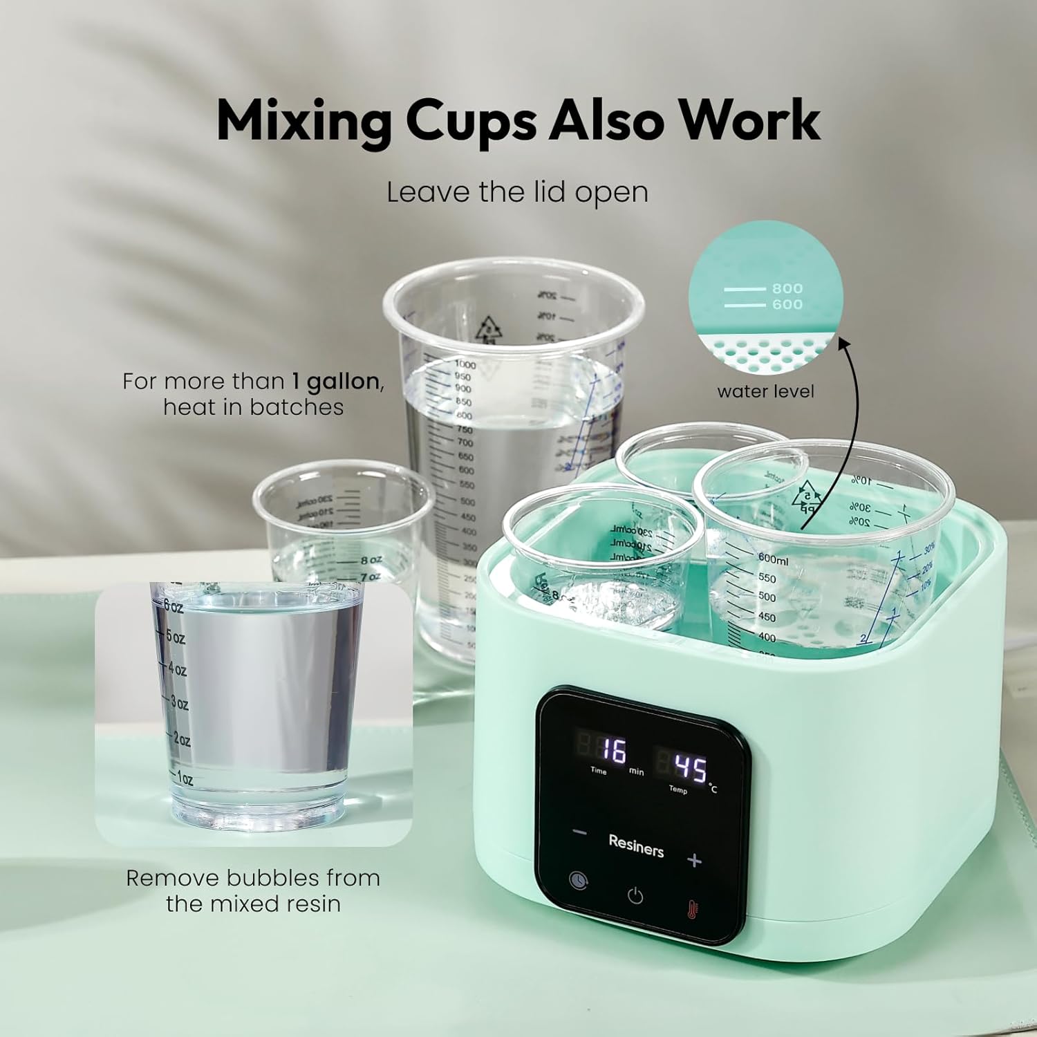 Resiners Auto Resin Preheater & Cordless Rotary Tool Kit, Electric Resin Drill & Polishing Kit, Thins Viscosity & Reduce Bubbles