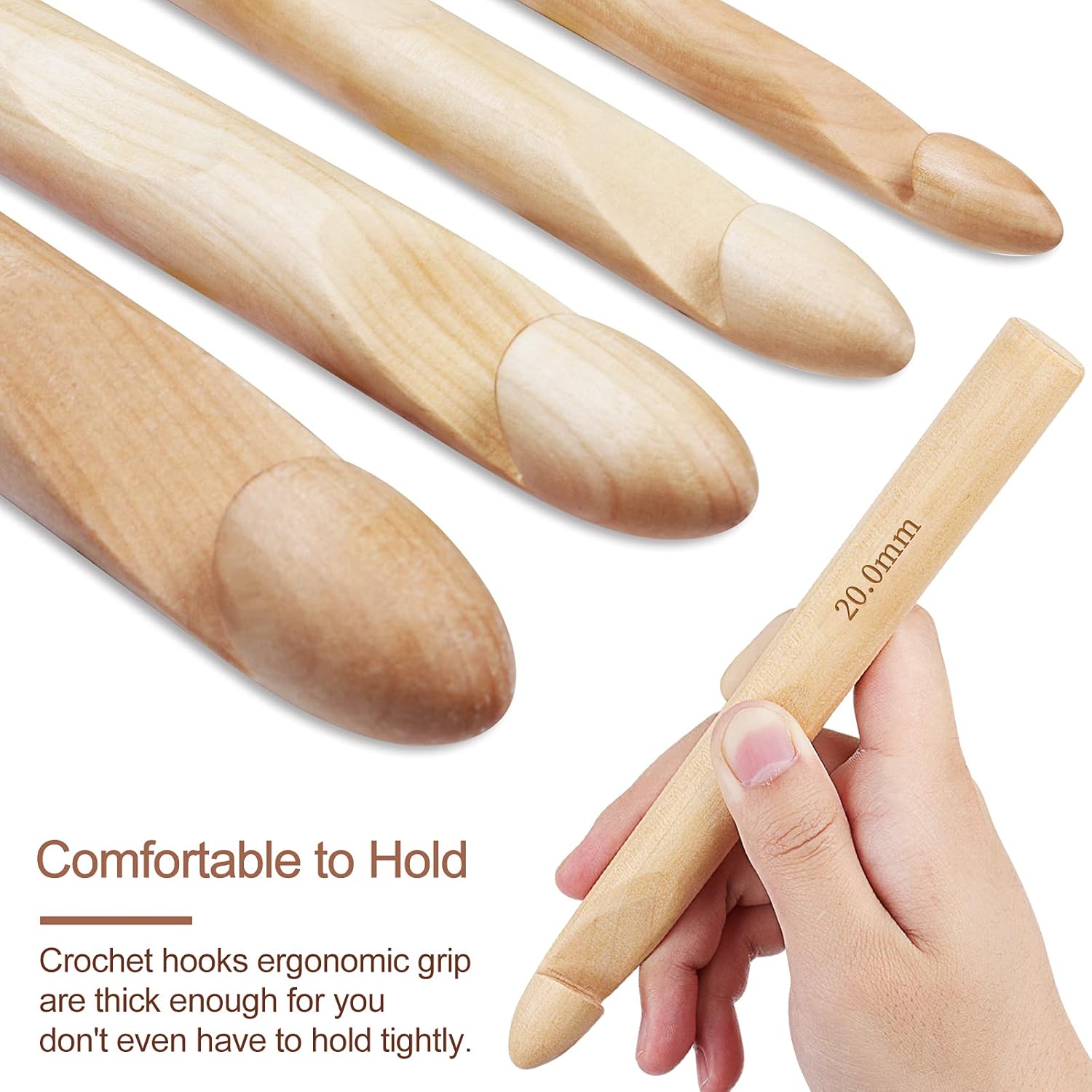Coopay Large Crochet Hooks 15mm 20mm 25mm 30mm Wooden Crochet Hook Set for Chunky Yarn, Sturdy Big Bamboo Crochet Needles for Crocheting Huge Crochet Hooks for Thick Blanket & Large Project : Arts, Crafts & Sewing