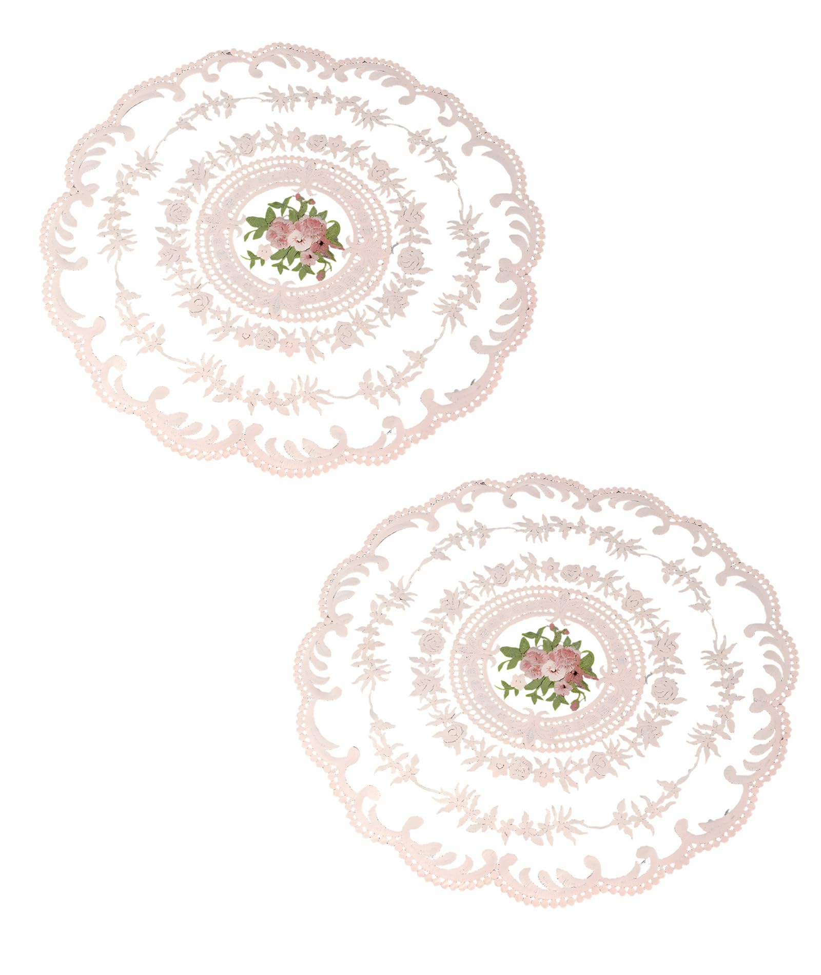 2 pcs crochet table cloth, vintage lace table mat for dining tables, round crochet mat for small table, side tables, pink lace fabric for home decor