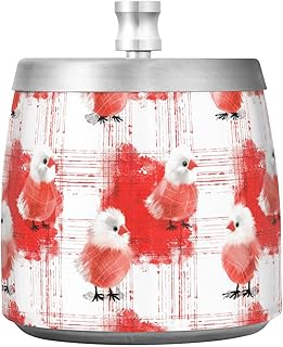 Playful Chick Plaid Red Stainless Steel Cigar Ashtray with Lid for Outside Patio Indoor Smokeless Decorative Tabletop Ash Holder for Cigar Decor cenicero con tapa para cigarrillos