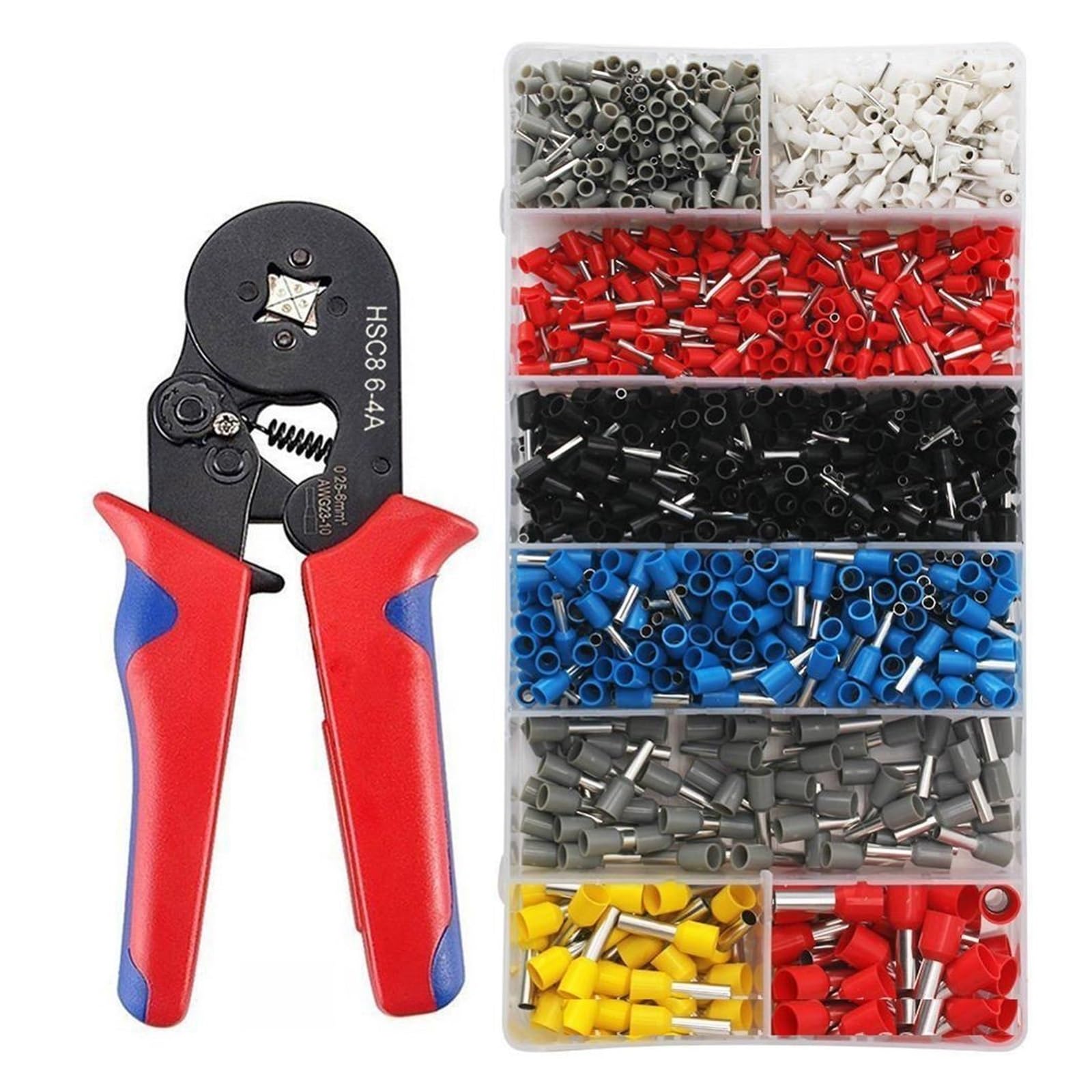 Ferrule Crimper Pliers Set, Wire Ferrule Crimping Tool Kit, Self Adjusting Ferrule Crimping Tool with 1200 Wire Terminals