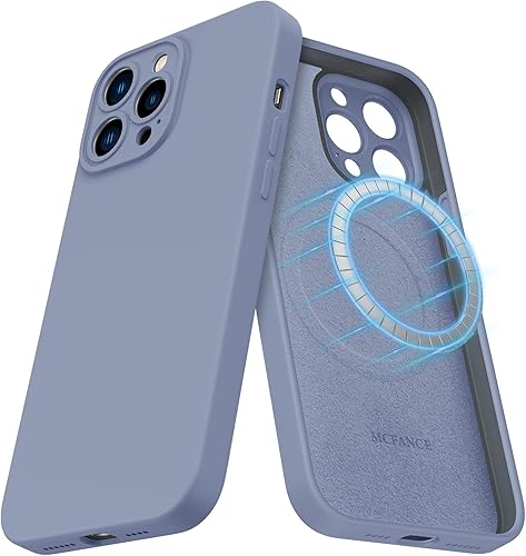 MCFANCE Magsafe - Funda magnética de silicona para iPhone 13 Pro Max, funda de silicona con forro de microfibra para iPhone 13 Pro Max de 6.7 Azul