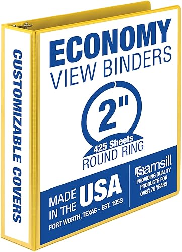Vista 173 de Samsill (MP128587) - Carpeta de 3 anillos redondos de 3 pulgadas, fabricada en los EE. UU., con cubierta transparente personalizable para insertos