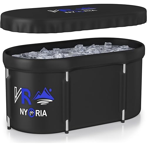 Large Oval Ice Bath Tub - Portable Cold Plunge Tube 45.5"x22.5"x22.5" for Athletes Recovery - Foldable Heavy Duty Bathtub for Home Outdoor Gyms