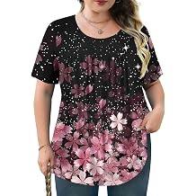 Womens Summer Plus Size Tops Short Sleeve Blouses Ladies Shirts Loose Flowy Tunic XL-5XL
