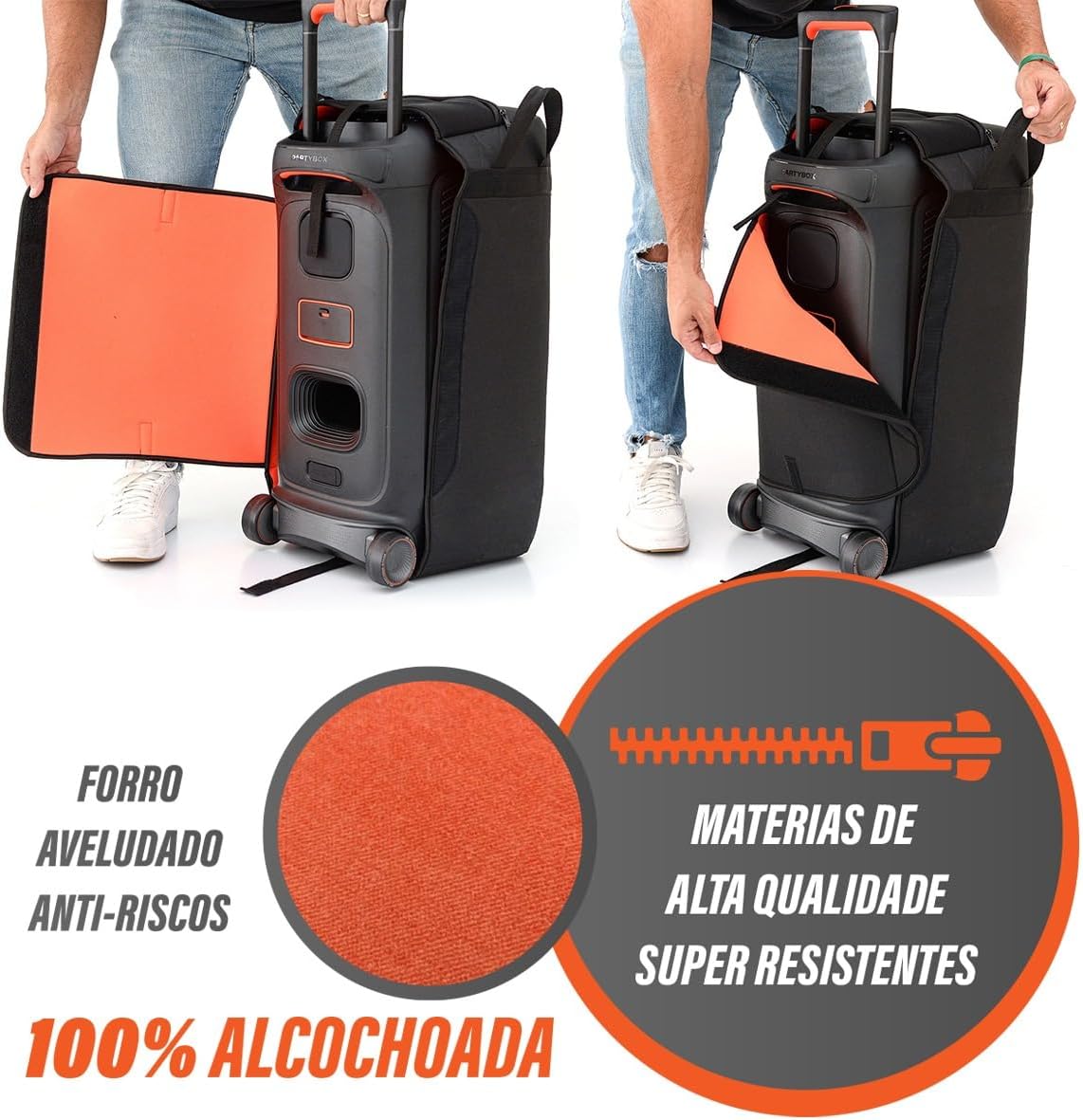 Capa Bolsa Case Triboshop Compatível com Jbl Partybox Stage 320 Espumada Proteção e Transporte Seguros Anti Impacto Alças Reforçadas