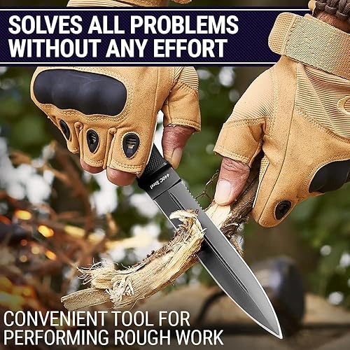 Miniatura 8 de Grand Way Tanto - Cuchillo de campamento con funda, más de 3 colores, hoja pulida de espejo de espiga completa fija de 5.9 pulgadas, cuchillo para