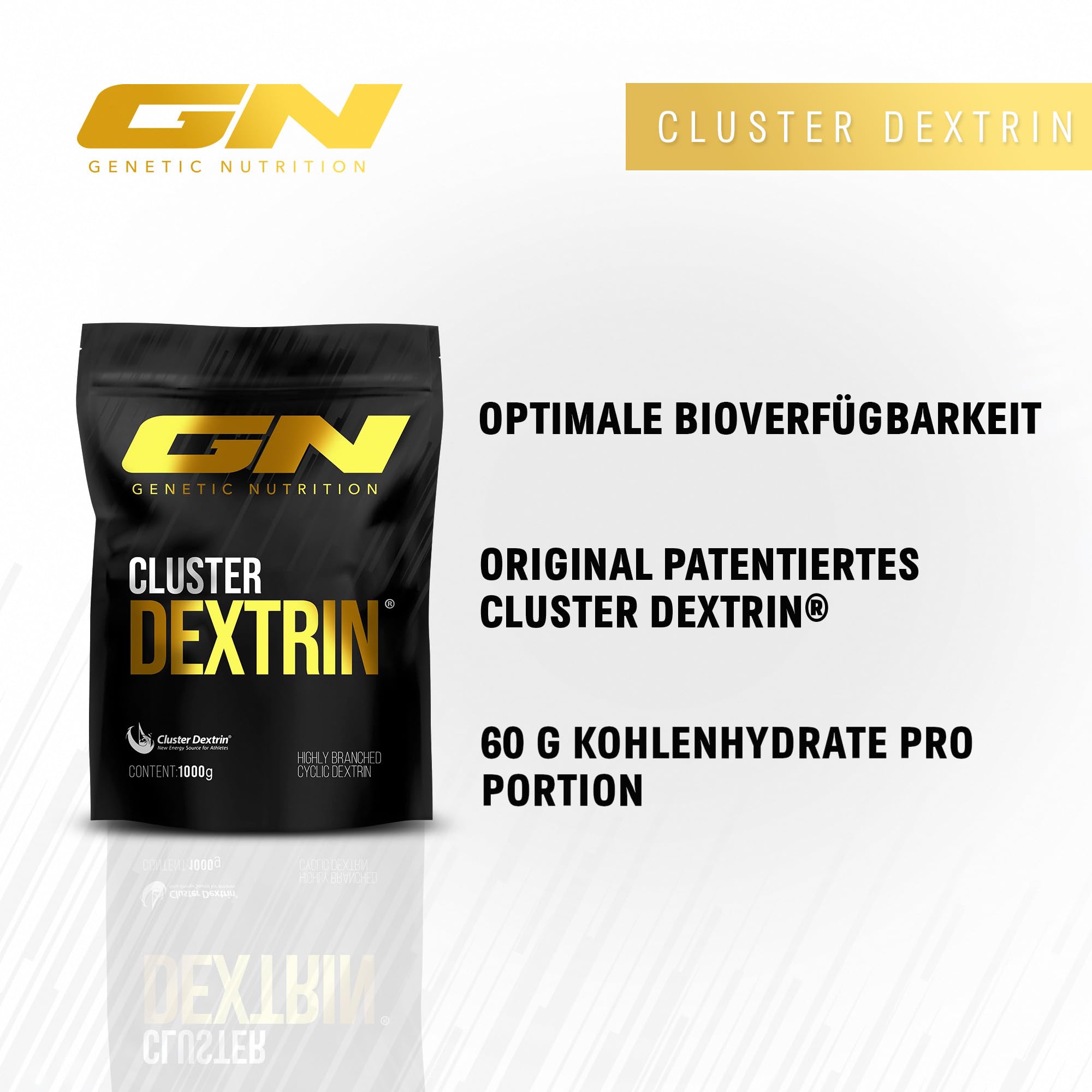 GN Laboratories Cyclic Dextrin (Cluster Dextrin®) 1000g – Hochverzweigtes zyklisches Dextrin – Feines Kohlenhydrate Pulver – Hohe Bioverfügbarkeit - Vegan - Made in Germany