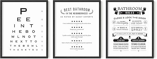 HAUS AND HUES - Juego de 3 divertidos carteles para pared de baño, impresiones artĂsticas de decoraciĂłn divertida para el baño (sin marco) HAUS AND HUES - Juego de 3 divertidos carteles para pared de baño, impresiones artĂsticas de decoraciĂłn divertida para el baño (sin marco)