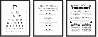 HAUS AND HUES Funny Wall Decor - Set of 3 Wall Art Prints, Bathroom Signs | Bathroom Rules (8"x10", UNFRAMED)