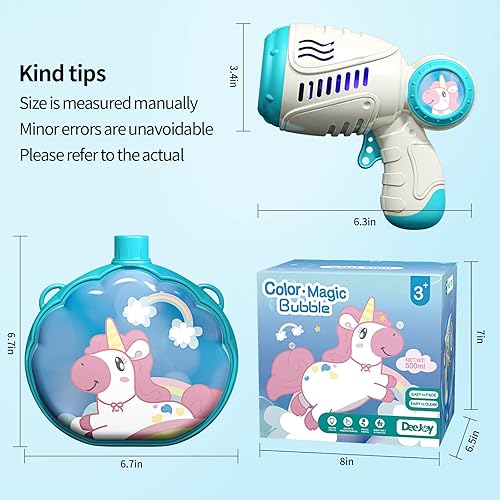 Miniatura 7 de Eohemeral Pistola de burbujas para niños con bolsa y solución de burbujas 17 onzas en total máquina de burbujas de diez agujeros con luz para niños