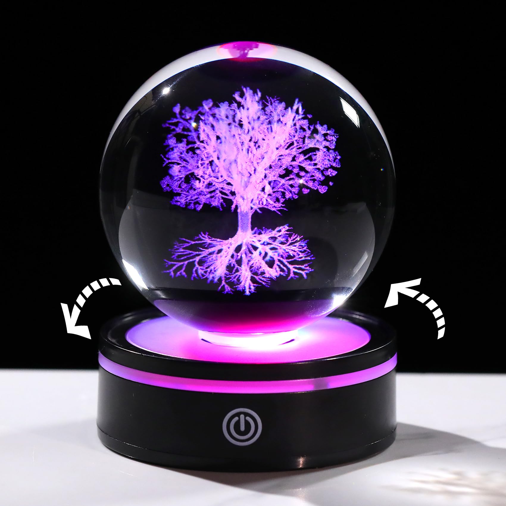 Boule de cristal 3D Arbre de vie lumineuse pour illuminer un coin sombre