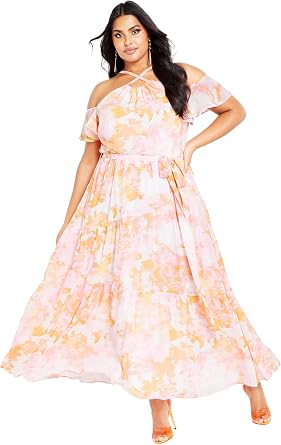 City Chic Womens Plus Size Maxi Dress - Vera Print