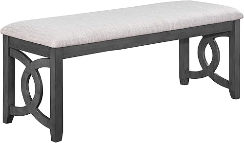 New Classic Furniture Gia - Banco de comedor tapizado, acabado gris ahumado