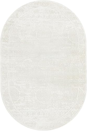 Miniatura 3 de Unique Loom Finsbury Collection - Alfombra de área Charlotte (5 pies 3 pulgadas x 8 pies, ovalada, marfil)