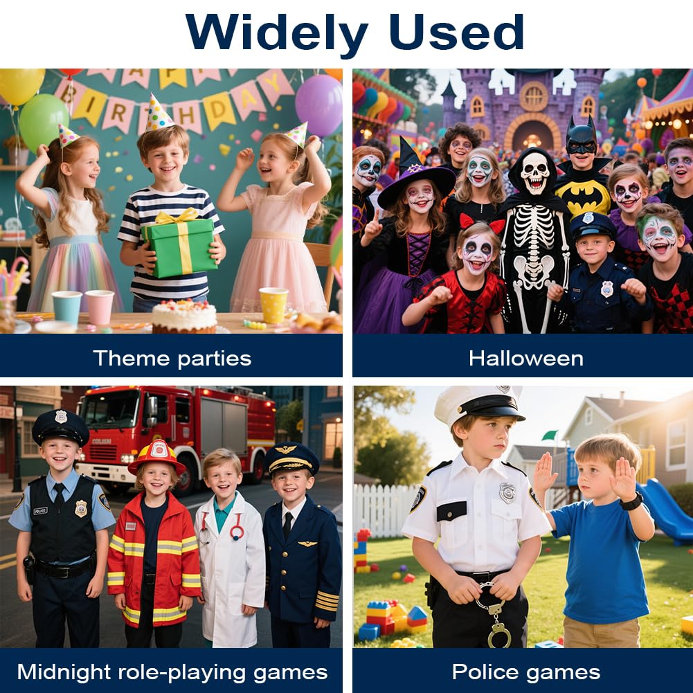 10-częściowy strój policjanta dla dzieci, akcesoria do kostiumu policyjnego zabawki policyjne dla dzieci do odgrywania ról, na Halloween i festiwal cosplay