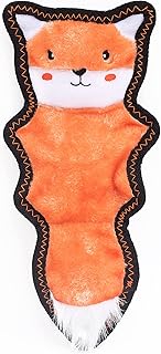 ZippyPaws - Z-Stitch Skinny Peltz, No Stuffing Durable Plush Squeaky Dog Toy, Fox