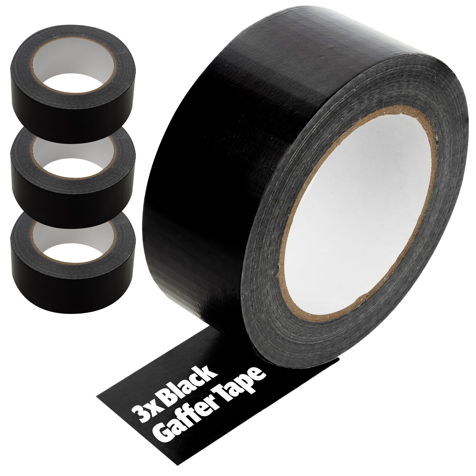 Wild PolarPremium Black Duct tape | 48mm x 45m | 3 pack | Strong Gaffer Tape | Indoor & Outdoor Use | Water Resistant Heavy Duty Adhesive Tape