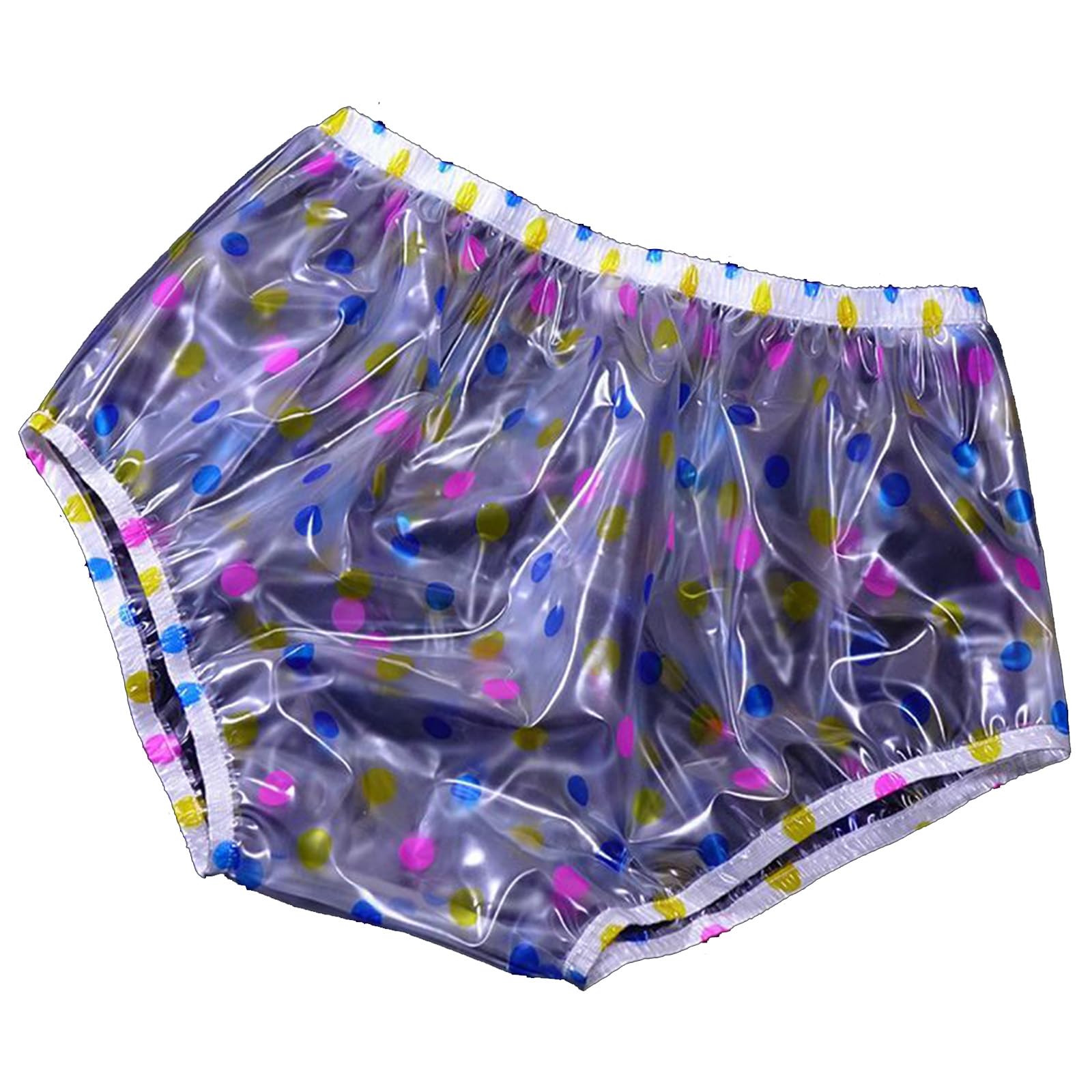 ZALIX PVC Thick Plastic Underpants High Waist Waterproof Loose Soft Silent ABDL Diaper Briefs Incontinence Pants Adult Panties, 2X-Large, Pink