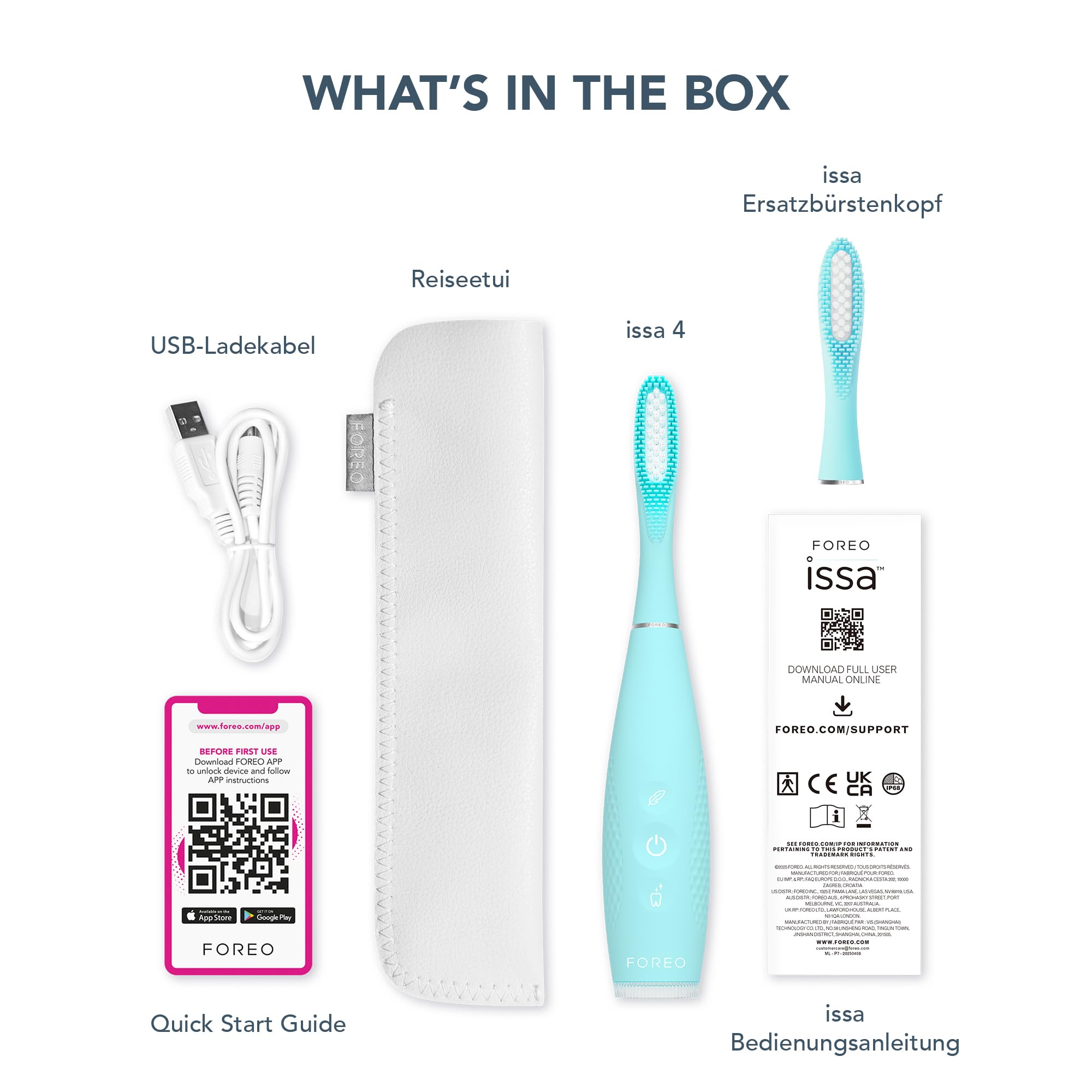 FOREO ISSA 4 Electric Toothbrush – 4-in-1 Rechargeable with Extra Brush Head, Soft Bristles, Long-Lasting Use, Gentle Cleaning - Pearl Pink