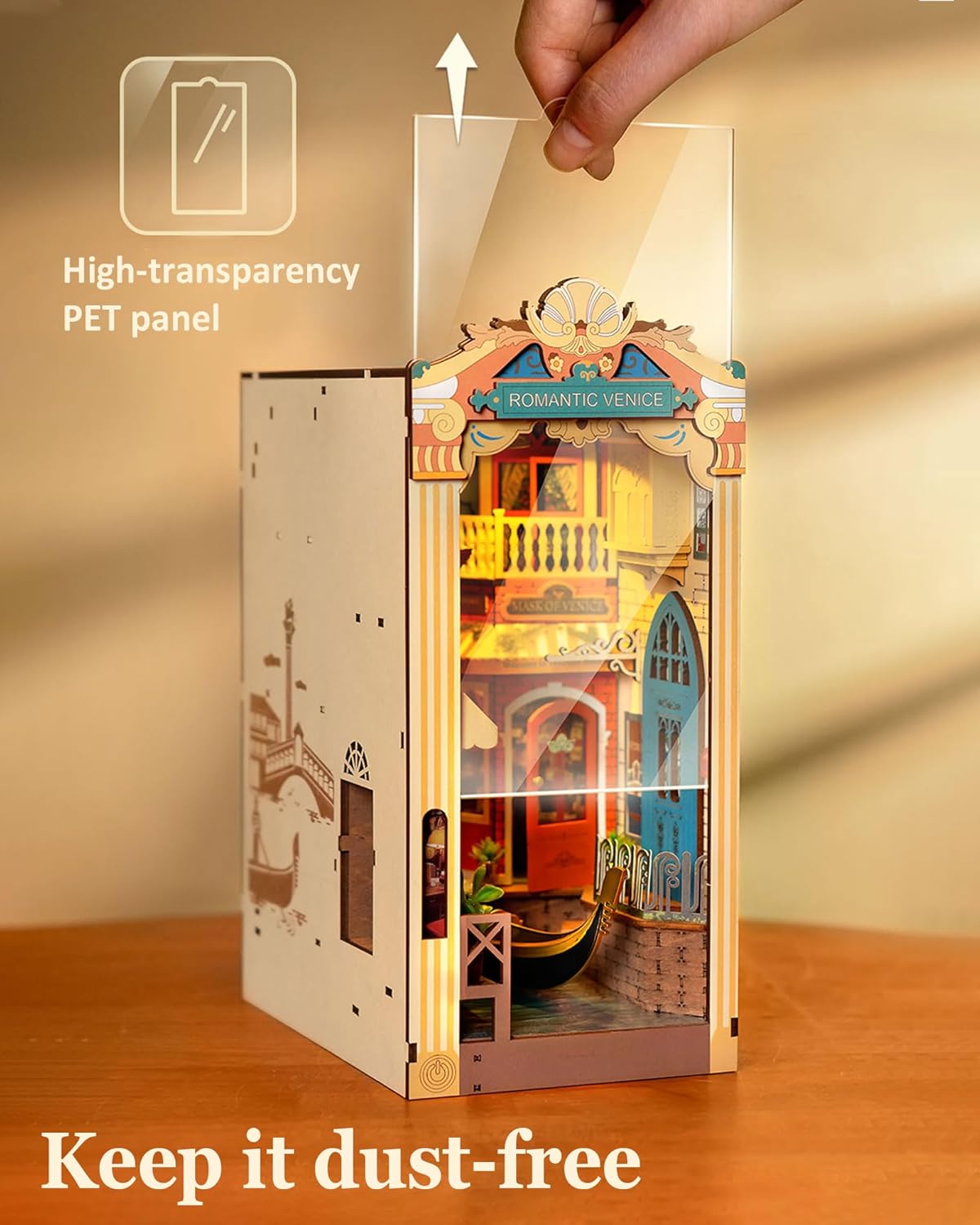 Rolife DIY Book Nook Kits for Adults 3D Wooden Puzzle-Bookshelf Insert Booknook-Miniature Kit-Gifts for Boys Girls (Romantic Venice)