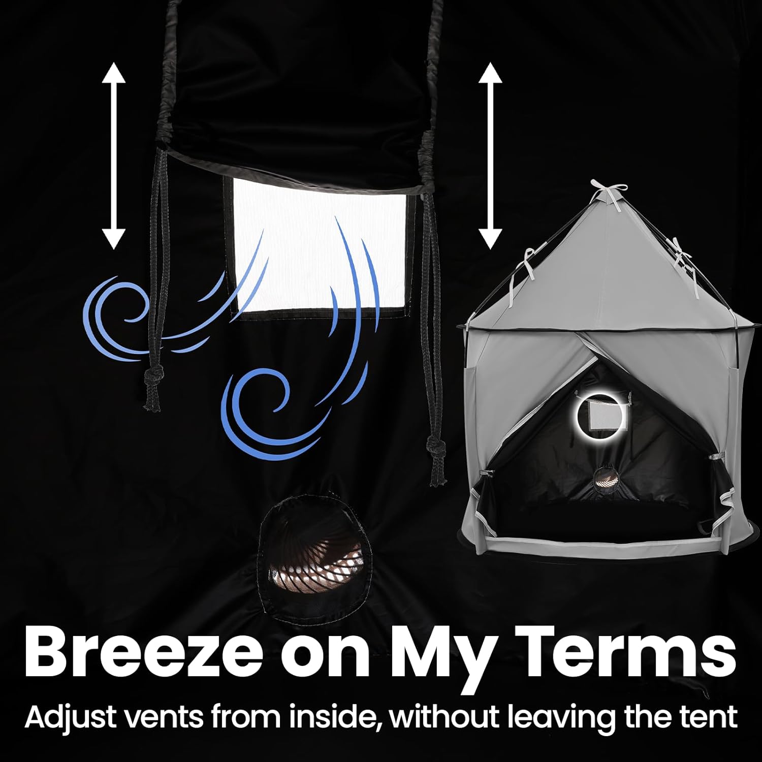 Sensory Tent for Kids with Autism, with Fan-Ready Port for Enhanced Ventilation, CPC Certified Large Blackout Autistic Tent for Kids Calming Down, Portable and Easy Setup 45 * 39 * 39 in