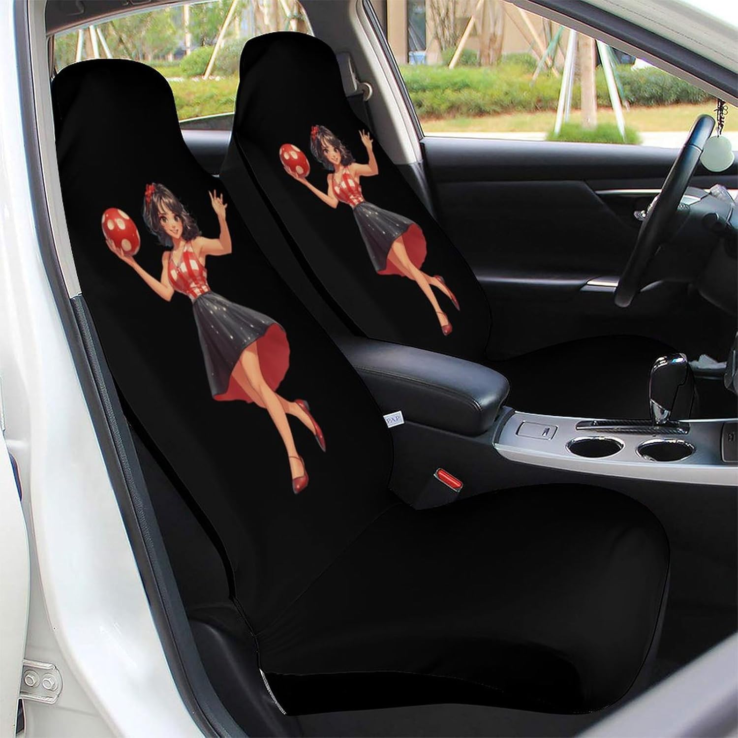 Pin Up Girl Bowling Ball Car Seat Covers Universal Car Front Seats Protector Auto Interior Accessories 1PCS