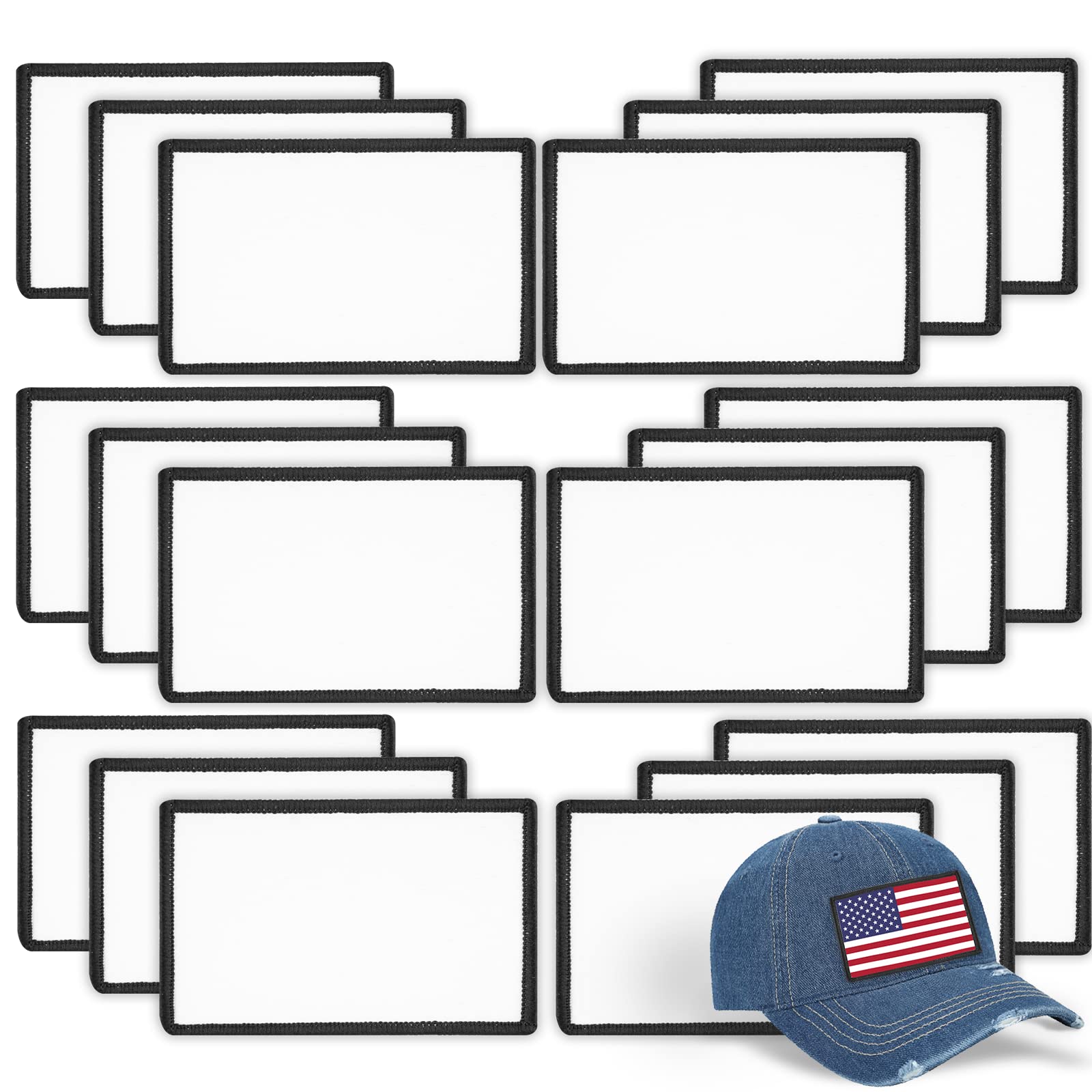 Gadjica 18 Pieces Sublimation Patch Blanks Fabric Iron-on Rectangle Blank Patch Fabric Repair Patch for Hats or Uniforms (Rectangle / 18PCs)
