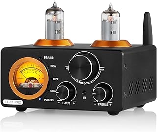 200W Power Amplifier, Vacuum Tube Amplifier Phono Amplifier, Bluetooth 5.0 Vacuum Tube Amplifier USB DAC Stereo Receiver Coaxial/Opt Home Audio Digital Amplifier with VU Meter