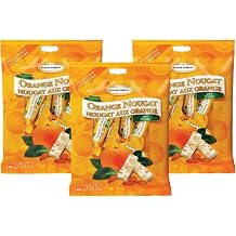 Golden Bonbon Italian Soft Almond Nougat Candy, Individually Packed Chewy, Gluten Free Nougat, Full of Almonds, Halal Candy 3.53 Ounces Pack of 3 Almond Orange