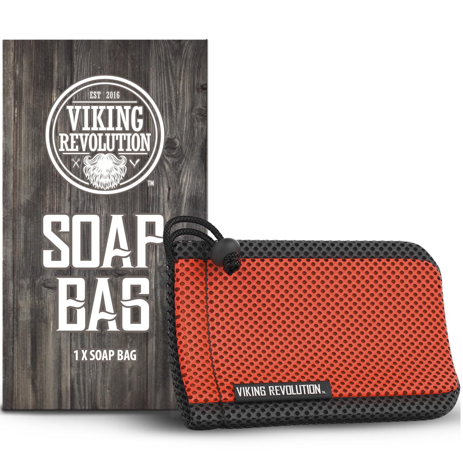 Viking Revolution Soap Bag with Drawstring - Mesh Soap Savers for Bars - Red Mesh Exfoliating Body Scrubber - Creates Rich Lather, Hang to Dry, Ready